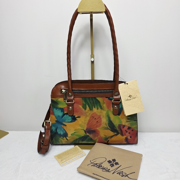 Patricia Nash Leather Calvi Watercolor Butterfly Satchel - Picture 2 of 10